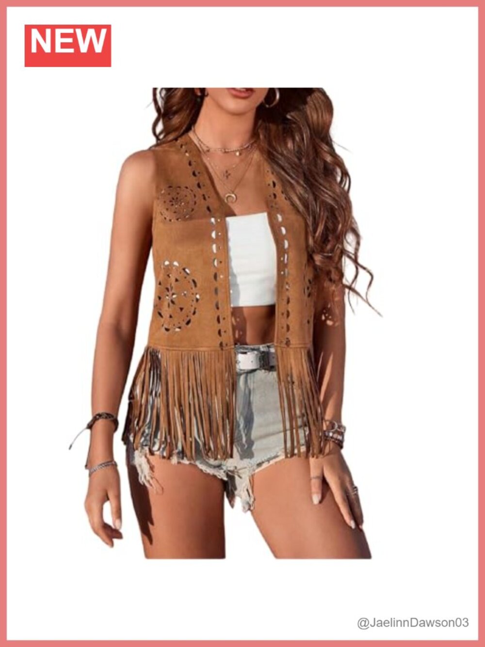 Faux Suede Fringe Vest Sleeveless Open Front Western Hippie Tassel
